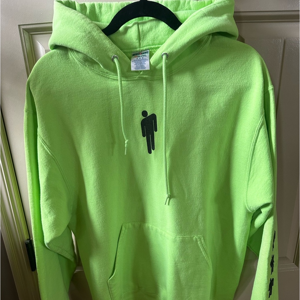 Billie Eilish lime green hooded sweatshirt